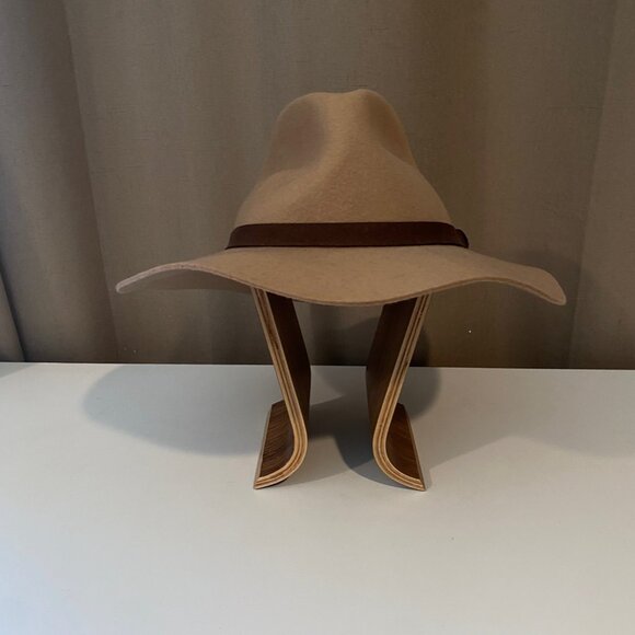 Brown Wool Wide Brim Hat‎ Women’s Size ML with Ribbon Band - Picture 7 of 8